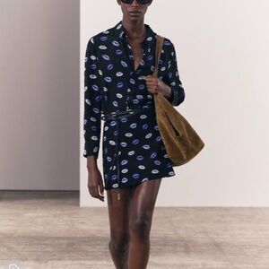 Zara Black and Blue Matching Skirt Set